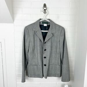NWT Vintage Harve Bernard Grey Houndstooth Blazer Jacket Size 8